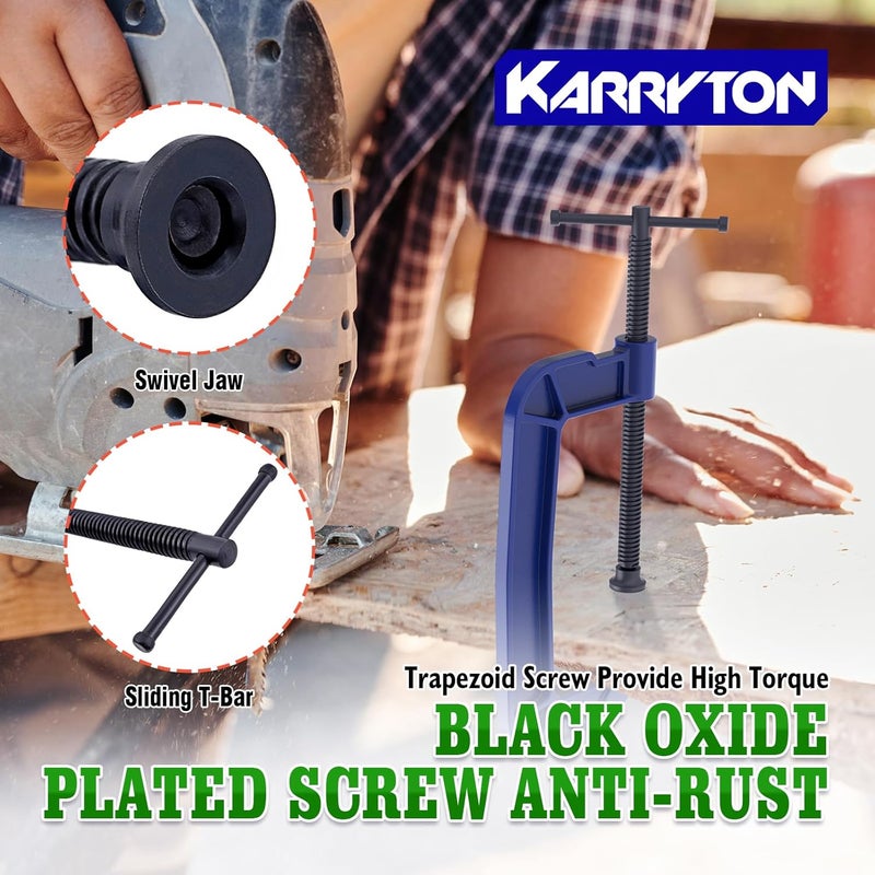 KARRYTON 4 inch C Clamps 4-Pack, 2-3/4"(70mm) Large Deep Throat, Ductile Iron C-Clamp w/ 1700LB Clamping Force, Unique Ergonomic Design for Welding, Woodworking, Metal and DIY Projects - Image 3